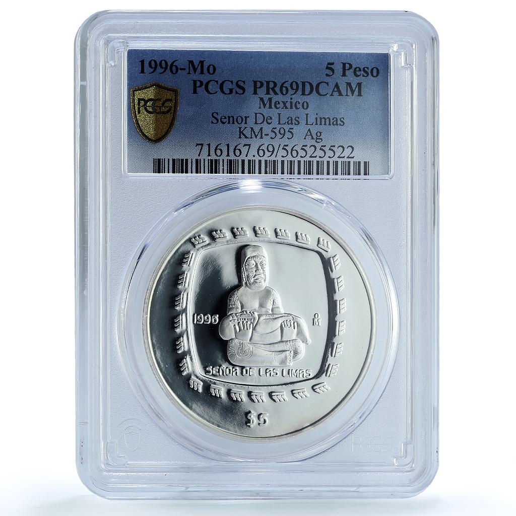 Mexico 5 pesos Senor De Las Limas KM-595 Precolombina PR69 PCGS silver coin 1996 Mexico 5 pesos Senor De Las Limas KM-595 Precolombina PR69 PCGS silver coin 1996