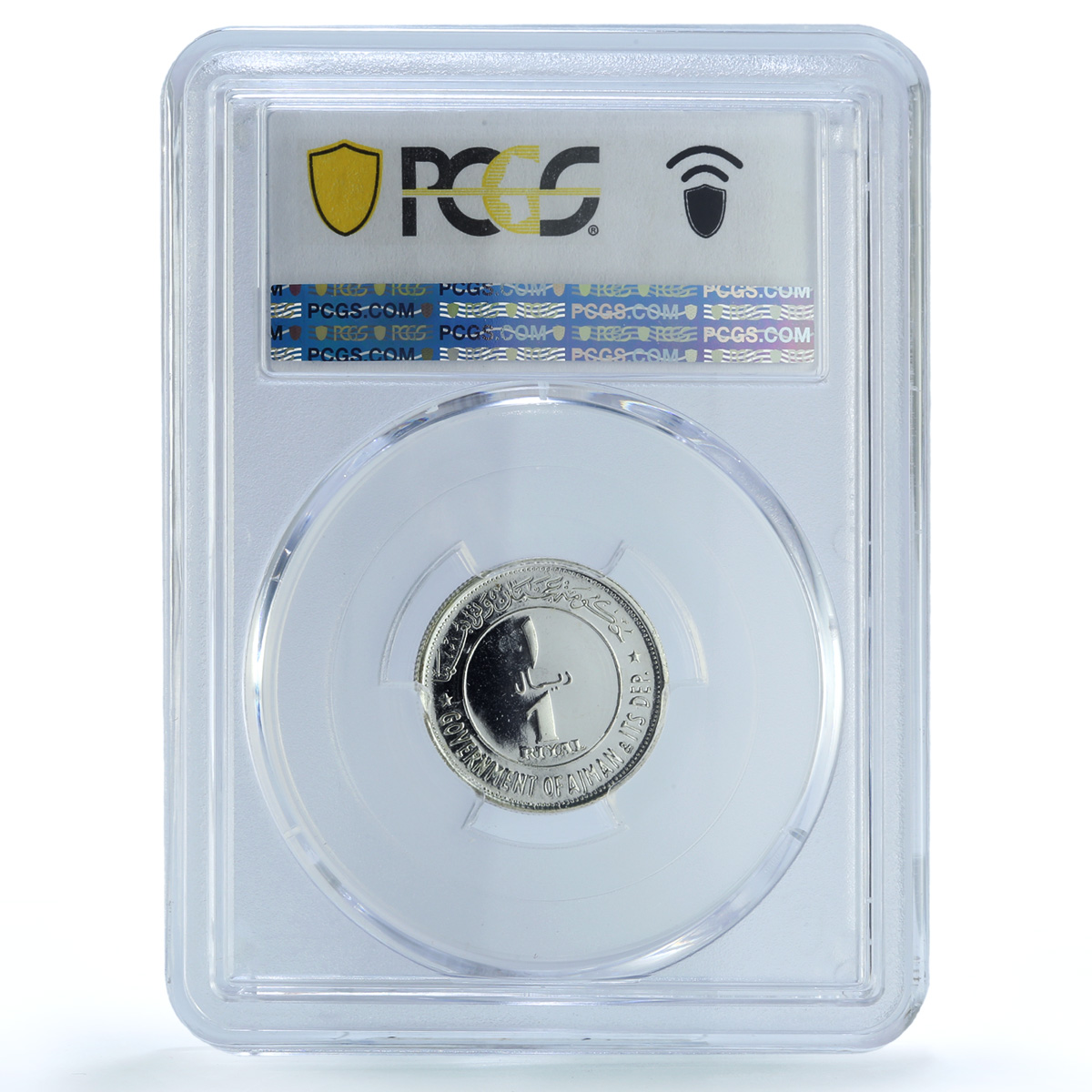 Ajman 1 riyal Rashid KM-1.1 Chicken Bird PR 65 PCGS silver coin 1969
