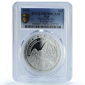 Peru 1 sol Machu Picchu KM-339 Ibero-American Incas PR 70 PCGS silver coin 2005