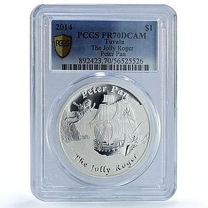 Tuvalu 1 dollar Jolly Roger Peter Pan Ship Clipper PR 70 PCGS silver coin 2014