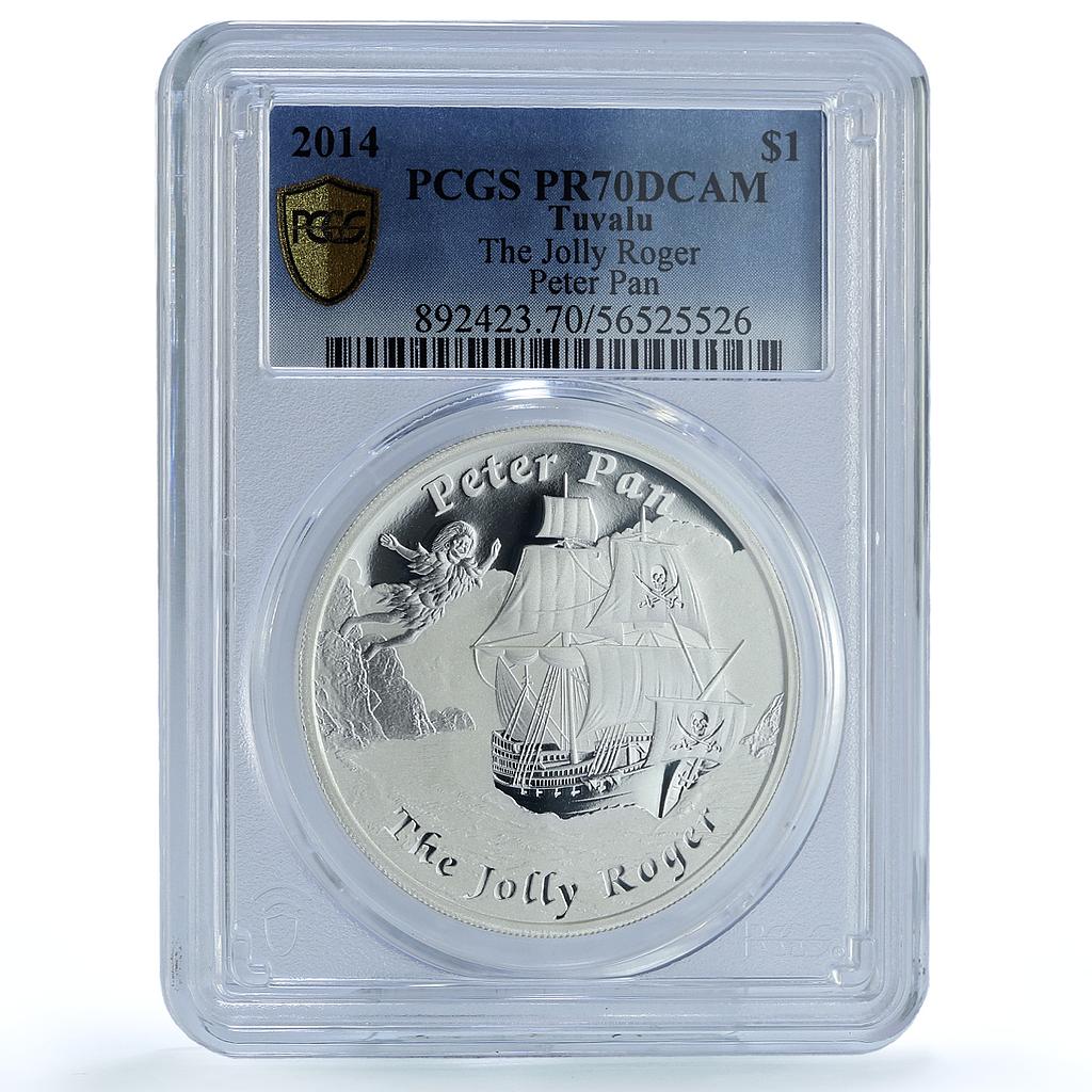 Tuvalu 1 dollar Jolly Roger Peter Pan Ship Clipper PR 70 PCGS silver coin 2014 Tuvalu 1 dollar Jolly Roger Peter Pan Ship Clipper PR 70 PCGS silver coin 2014