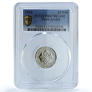 South Arabia Yemen 25 fils Federal KM-3 Ship PR 67 PCGS CuNi coin 1964