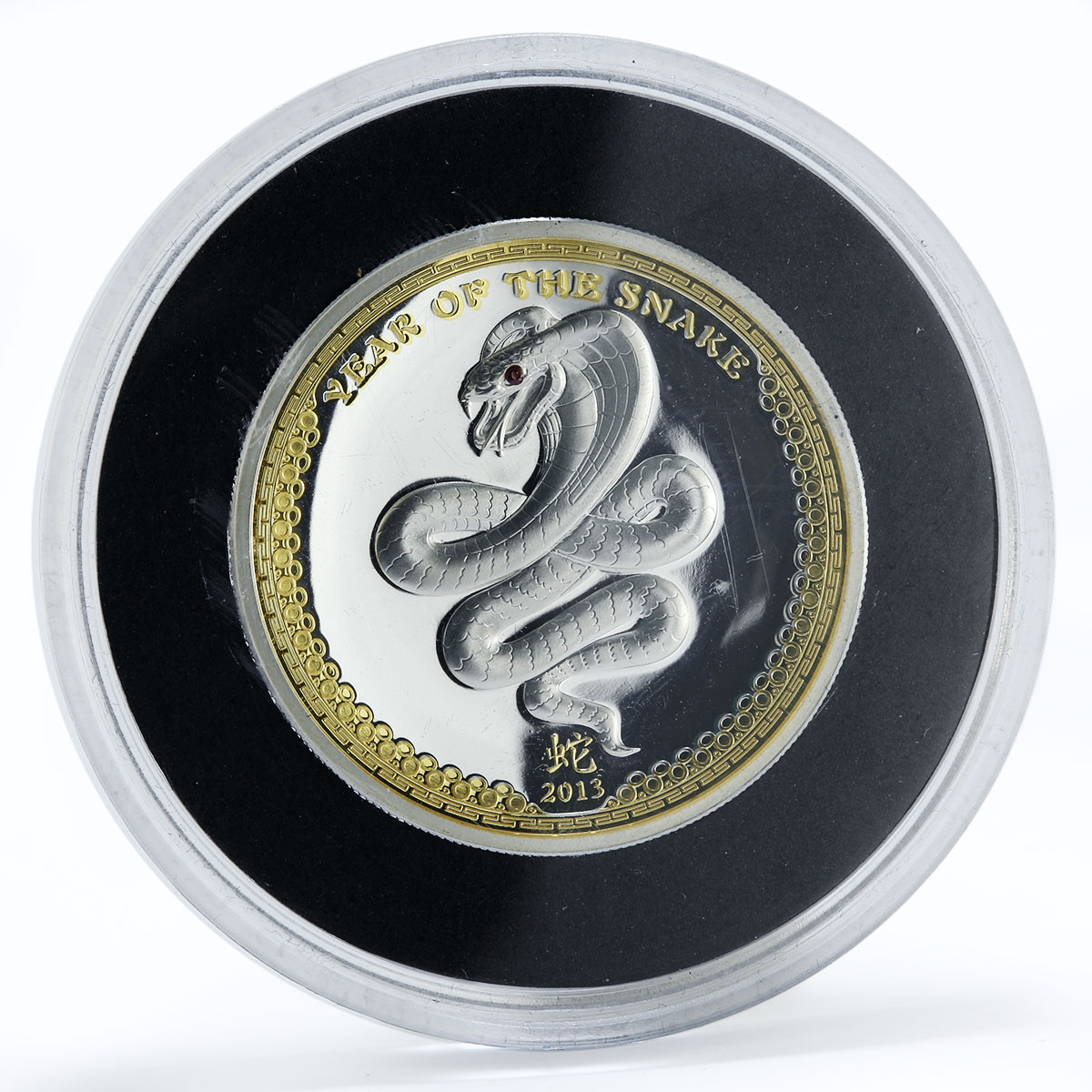 Palau 5 dollars Year of the Snake gilded proof silver coin 2013