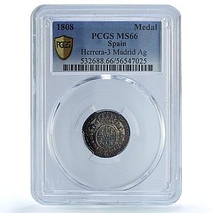 Spain Ferdinand VII Proclamation Madrid Hererra-3 MS 66 PCGS silver medal 1808