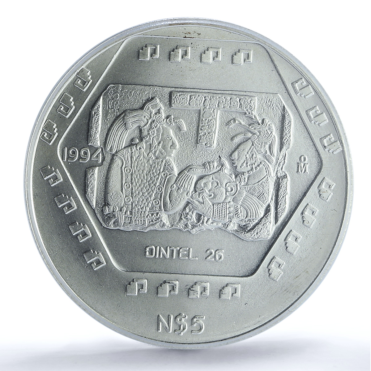 Mexico 5 pesos Dintel 26 KM-578 Precolombina Maya MS 68 PCGS silver coin 1994 Mexico 5 pesos Dintel 26 KM-578 Precolombina Maya MS 68 PCGS silver coin 1994
