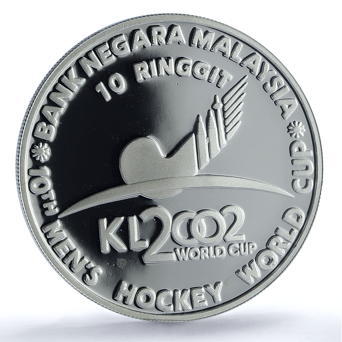 Malaysia 10 ringgit Ice Hockey World Cup KM-166 PR 69 PCGS silver coin 2002