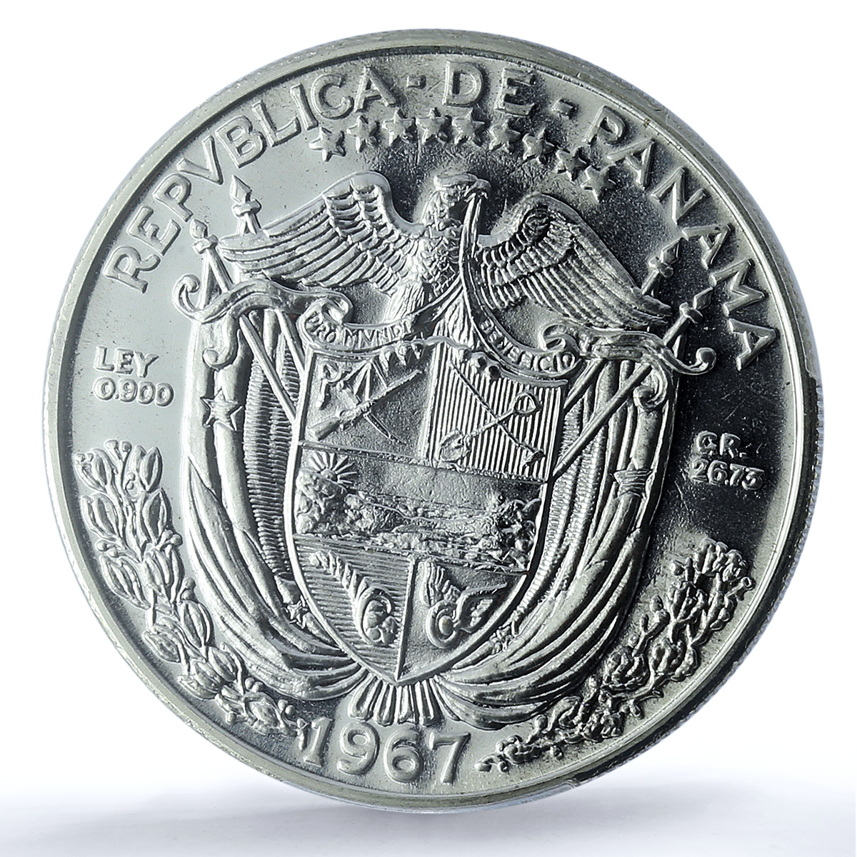 Panama 1 balboa Republic KM-27 Vasco Nunez PR 67 PCGS silver coin 1967 Panama 1 balboa Republic KM-27 Vasco Nunez PR 67 PCGS silver coin 1967