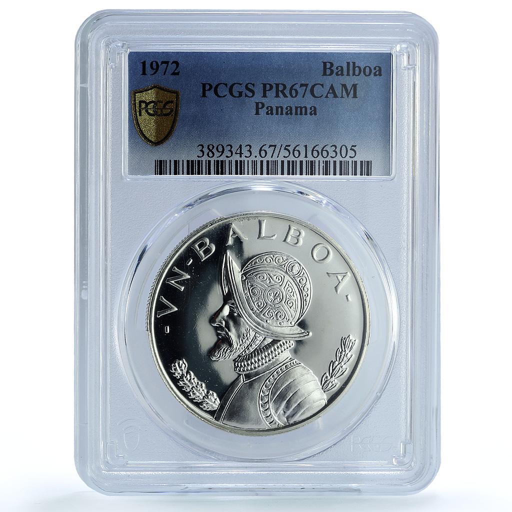 Panama 1 balboa Republic KM-27 Vasco Nunez PR 67 PCGS silver coin 1972 Panama 1 balboa Republic KM-27 Vasco Nunez PR 67 PCGS silver coin 1972