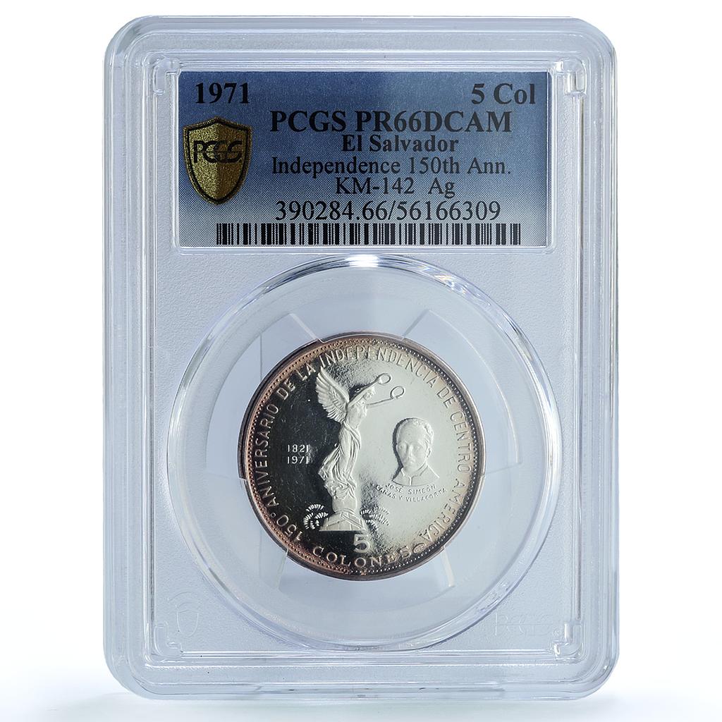 El Salvador 5 colones Independence KM-142 Jose Simeon PR66 PCGS silver coin 1971 El Salvador 5 colones Independence KM-142 Jose Simeon PR66 PCGS silver coin 1971