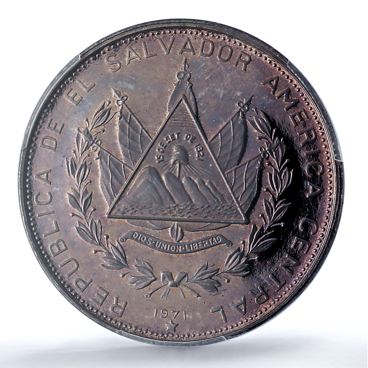 El Salvador 5 colones Independence KM-142 Jose Simeon PR66 PCGS silver coin 1971 El Salvador 5 colones Independence KM-142 Jose Simeon PR66 PCGS silver coin 1971