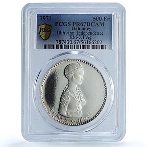 Dahomey 500 francs Independence KM-3.1 Femme Oueme PR 67 PCGS silver coin 1971