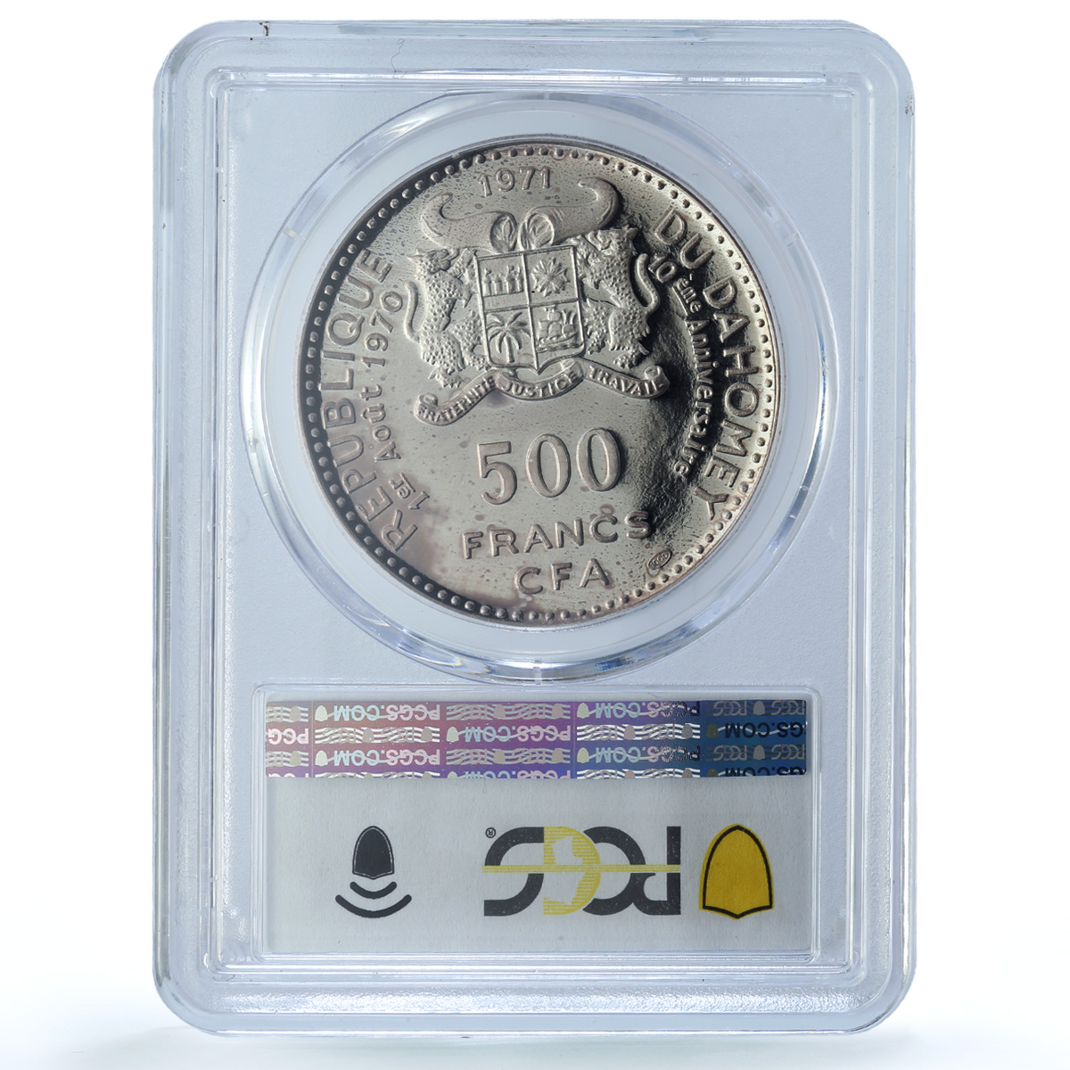 Dahomey 500 francs Independence KM-3.1 Femme Oueme PR 67 PCGS silver coin 1971 Dahomey 500 francs Independence KM-3.1 Femme Oueme PR 67 PCGS silver coin 1971