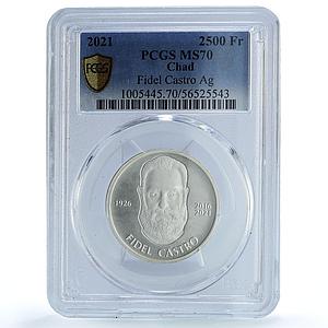 Chad 2500 francs Fidel Castro Revolutionary Communism MS70 PCGS silver coin 2021