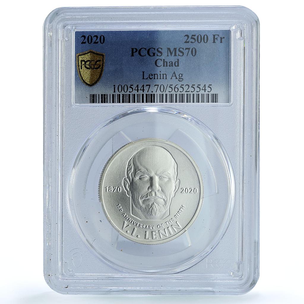 Chad 2500 francs Vladimir Lenin USSR Communism MS 70 PCGS silver coin 2020 Chad 2500 francs Vladimir Lenin USSR Communism MS 70 PCGS silver coin 2020