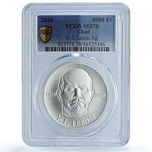 Chad 5000 francs Vladimir Lenin USSR Communism MS 70 PCGS silver coin 2020