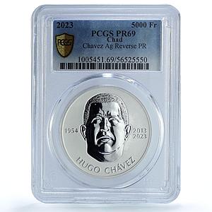 Chad 5000 francs Hugo Chavez Revolutionary Communism PR 69 PCGS silver coin 2023