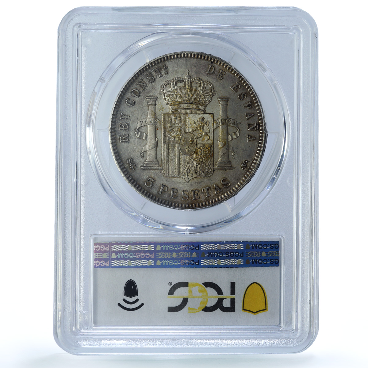 Spain 5 pesetas Alfonso XIII KM-707 Cal-28 AU 58 PCGS silver coin 1899 SG V
