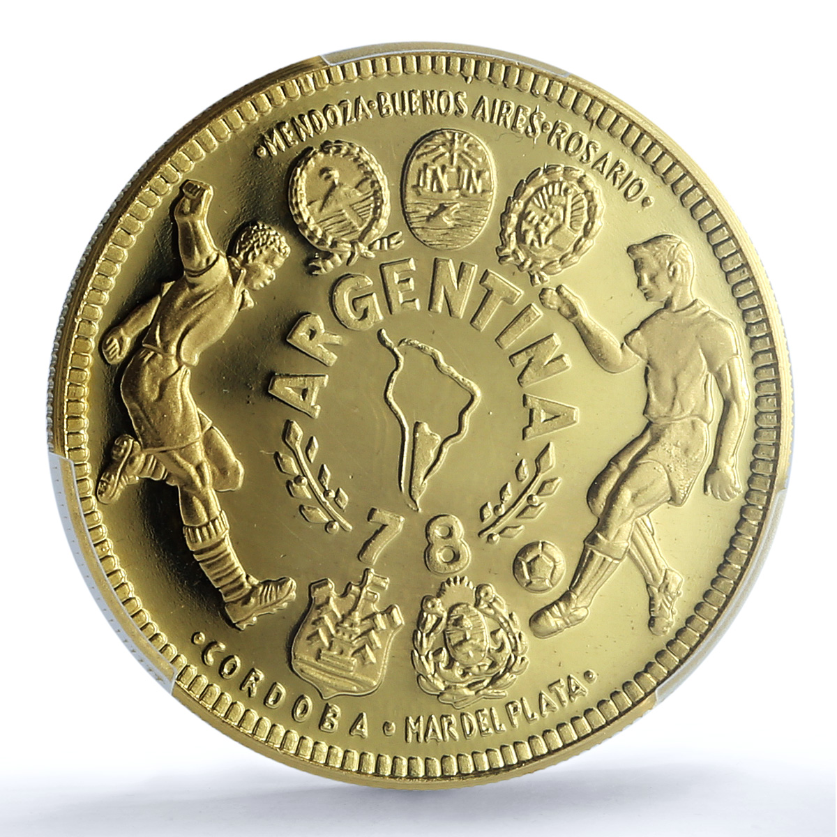 Guinea Equatorial 10000 ekuele Football Cup Argentina PR 63 PCGS gold coin 1978 Guinea Equatorial 10000 ekuele Football Cup Argentina PR 63 PCGS gold coin 1978