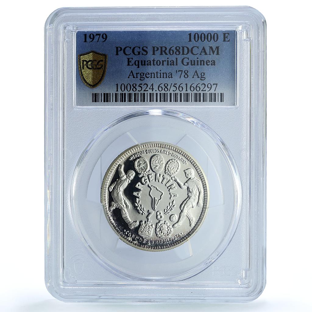 Guinea Equatorial 10000 ekuele Football Cup Argentina PR68 PCGS silver coin 1978 Guinea Equatorial 10000 ekuele Football Cup Argentina PR68 PCGS silver coin 1978