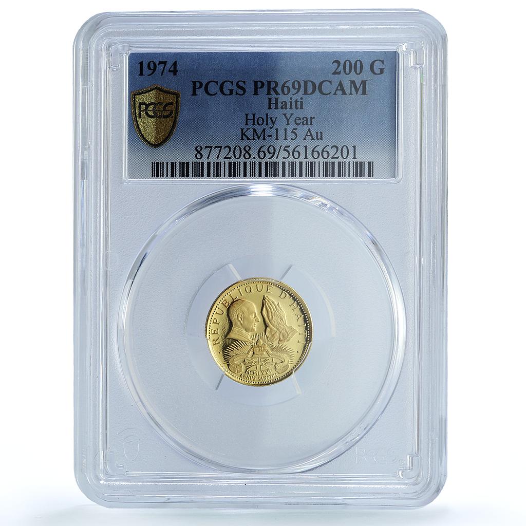 Haiti 200 gourdes Holy Year KM-115 Religion Pope Paul PR 69 PCGS gold coin 1974 Haiti 200 gourdes Holy Year KM-115 Religion Pope Paul PR 69 PCGS gold coin 1974