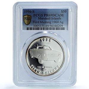 Marshall Islands 50 dollars Ford Mustang KM-322 Car PR 69 PCGS silver coin 1996