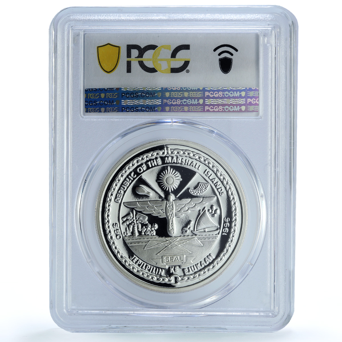 Marshall Islands 50 dollars Ford Mustang KM-322 Car PR 69 PCGS silver coin 1996 Marshall Islands 50 dollars Ford Mustang KM-322 Car PR 69 PCGS silver coin 1996