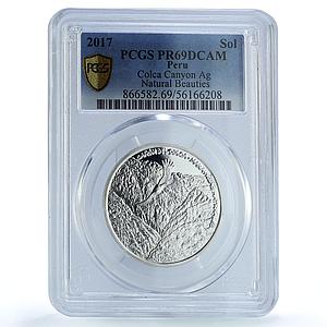 Peru 1 sol Colca Canyon Ibero-American Nature Bird PR 69 PCGS silver coin 2017