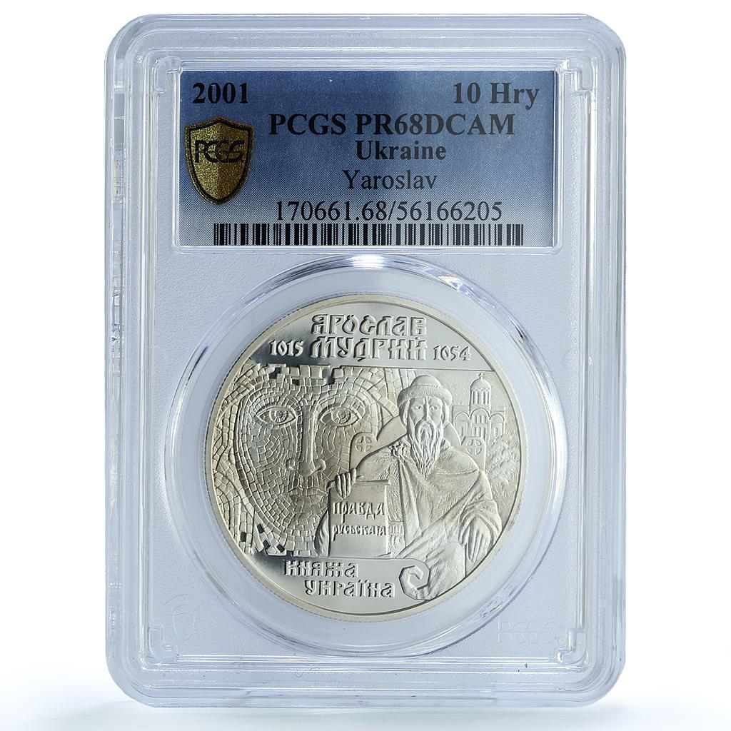 Ukraine 10 hryvnias Yaroslav Wise KM-114 History Duke PR68 PCGS silver coin 2001 Ukraine 10 hryvnias Yaroslav Wise KM-114 History Duke PR68 PCGS silver coin 2001