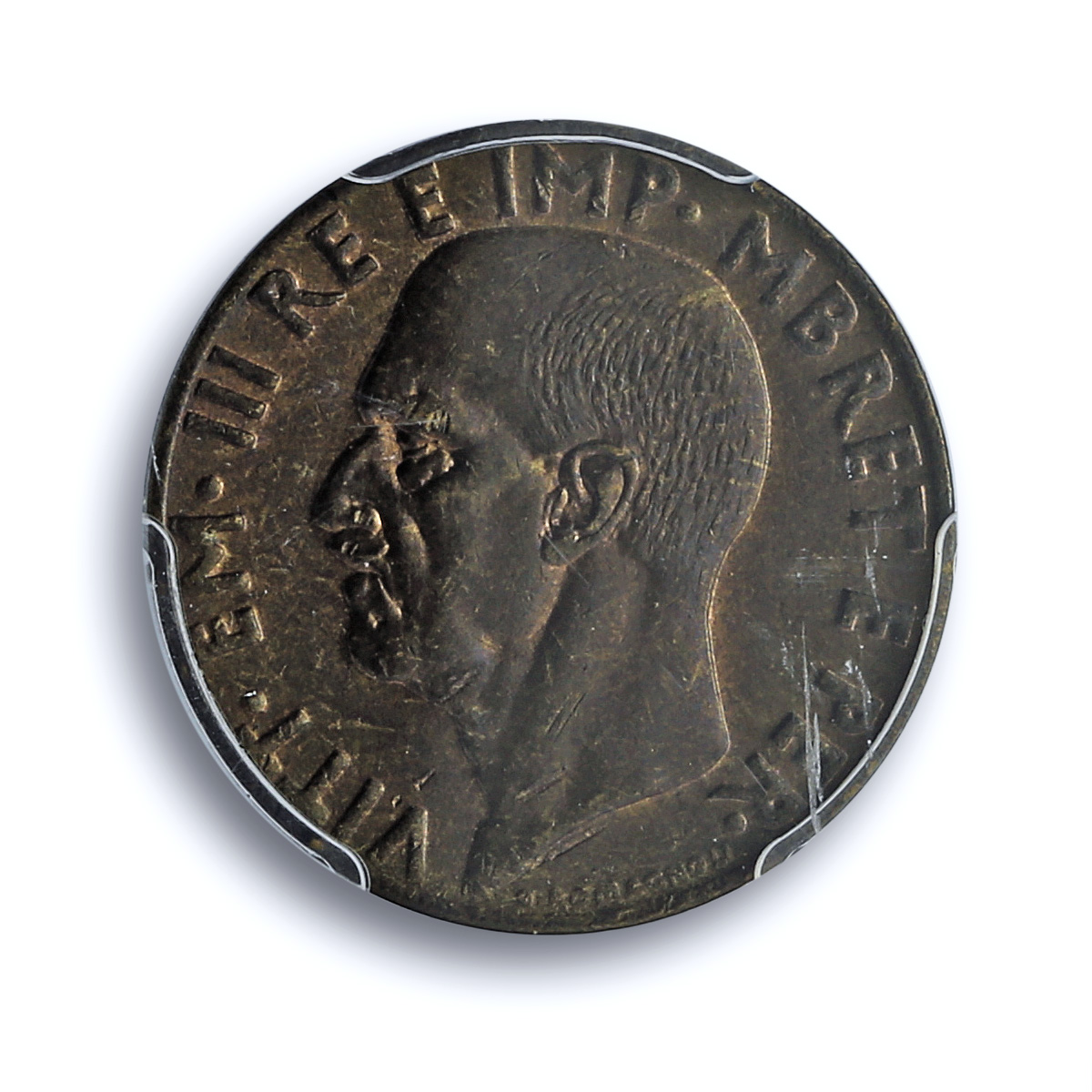 Albania Italian 0.10 lek Victor Emmanuel III KM-28 MS 63 PCGS AlBronze coin 1940