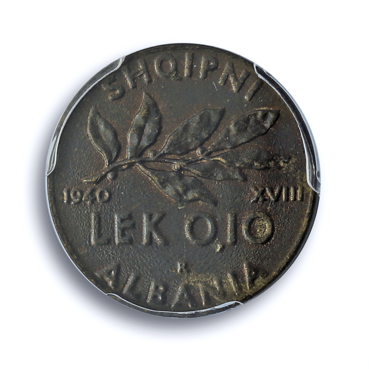 Albania Italian 0.10 lek Victor Emmanuel III KM-28 MS 63 PCGS AlBronze coin 1940