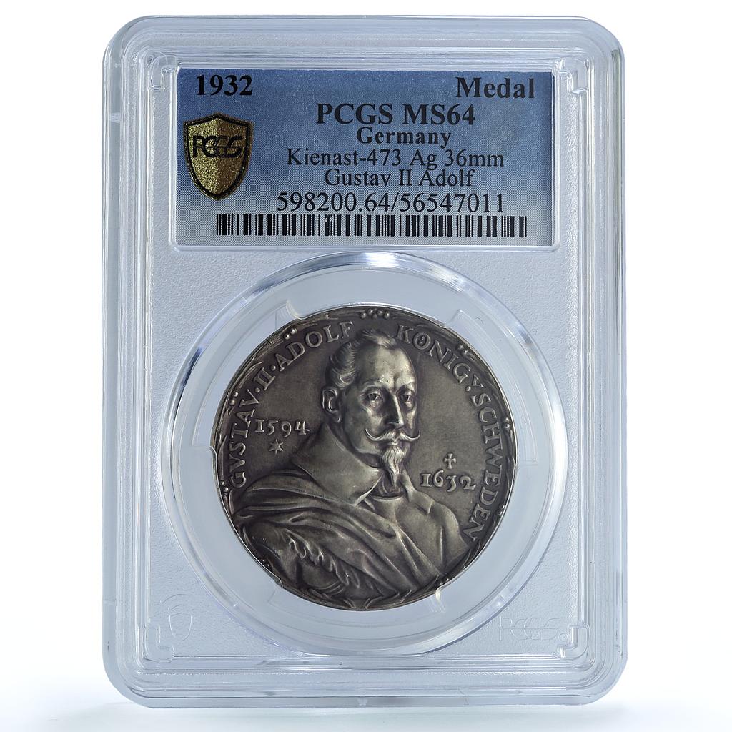 Germany Weimar Gustav II Lutzen Battle Kienast-473 MS 64 PCGS silver medal 1932 Germany Weimar Gustav II Lutzen Battle Kienast-473 MS 64 PCGS silver medal 1932