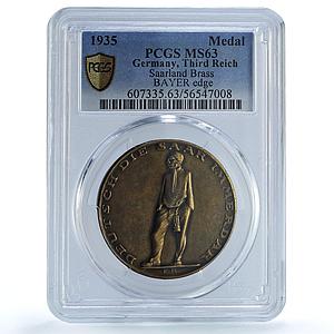 Germany Third Reich Saar Referendum Museler-15.3/49 MS 63 PCGS bronze medal 1935