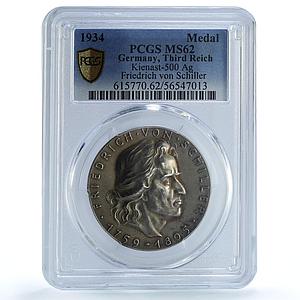 Germany Third Reich Schiller Kienast-500 Literature MS 62 PCGS silver coin 1934
