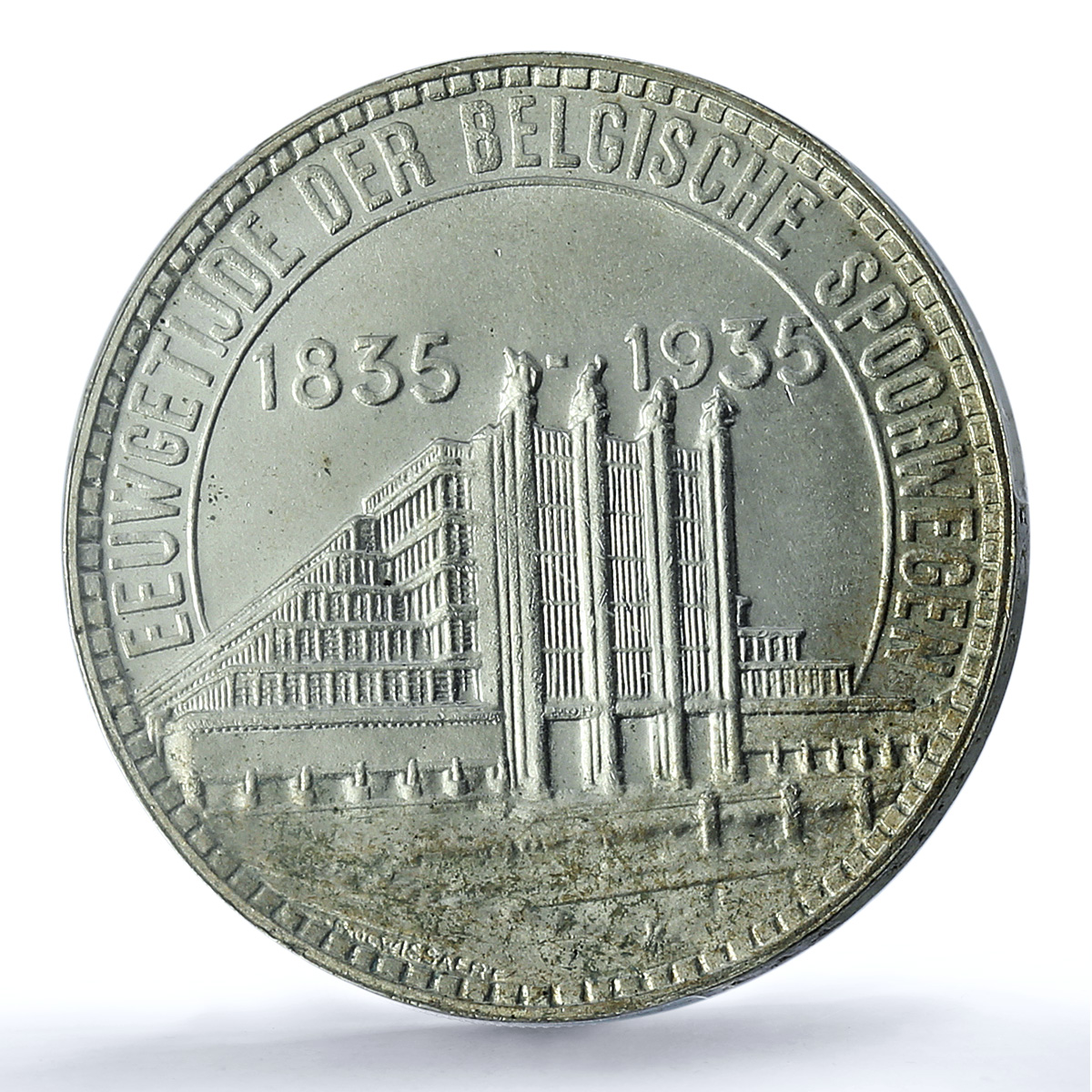 Belgium 50 francs Brussel Fair KM-107.1 Dutch Pos B MS 65 PCGS silver coin 1935