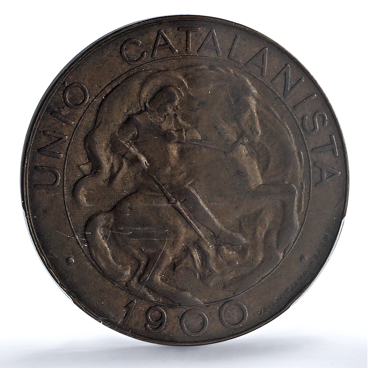 Catalonia Spain 10 centimos Catalanist Union Cal-133 AU 58 PCGS copper coin 1900