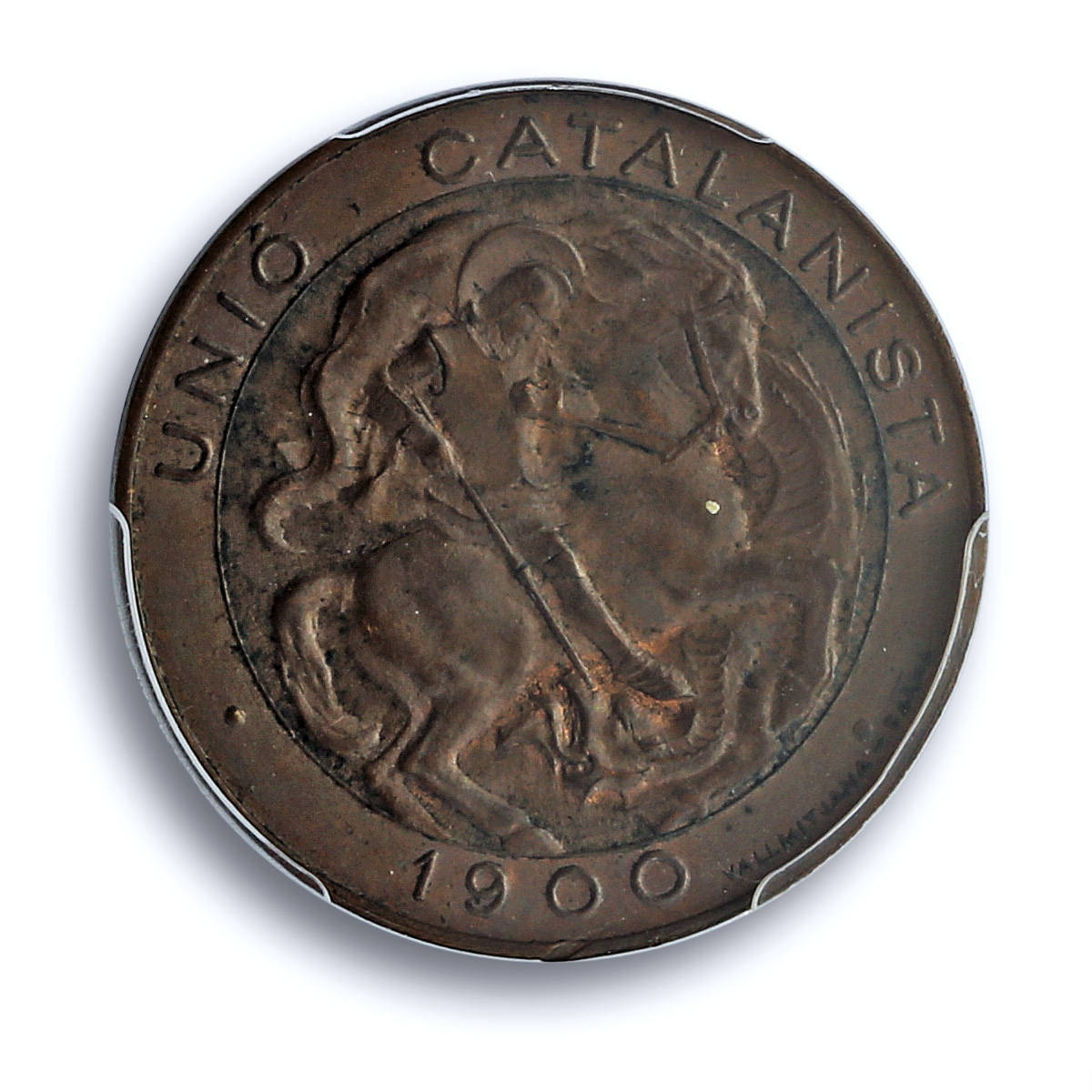 Catalonia Spain 5 centimos Catalanist Union Cal-132 MS 62 PCGS copper coin 1900