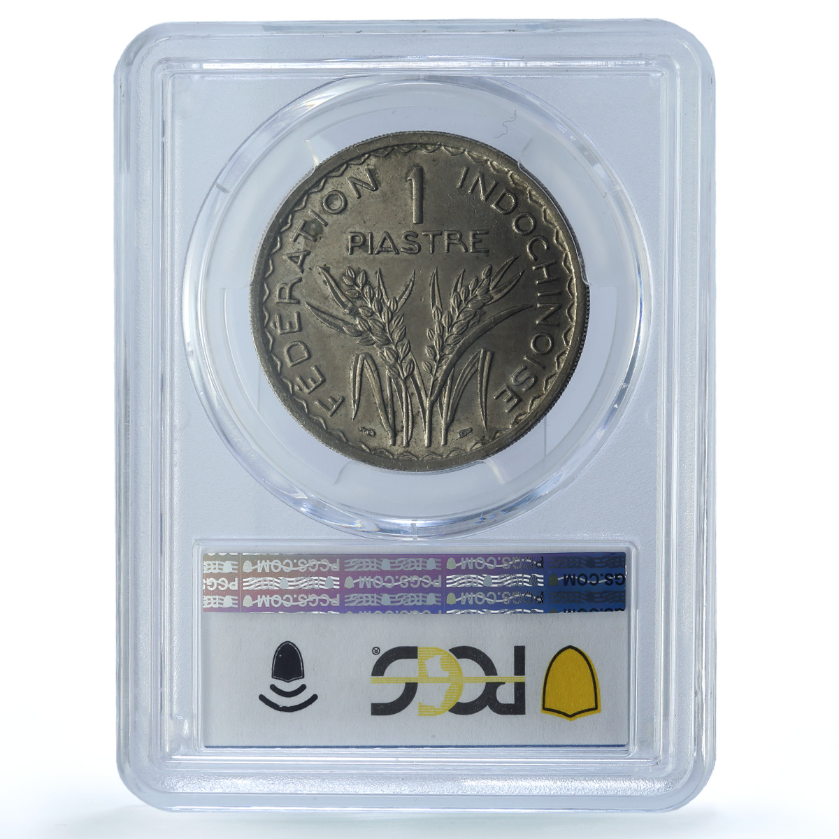 Indochina French 1 piastre Union KM-32 Lec-320 Marianne MS61 PCGS CuNi coin 1947