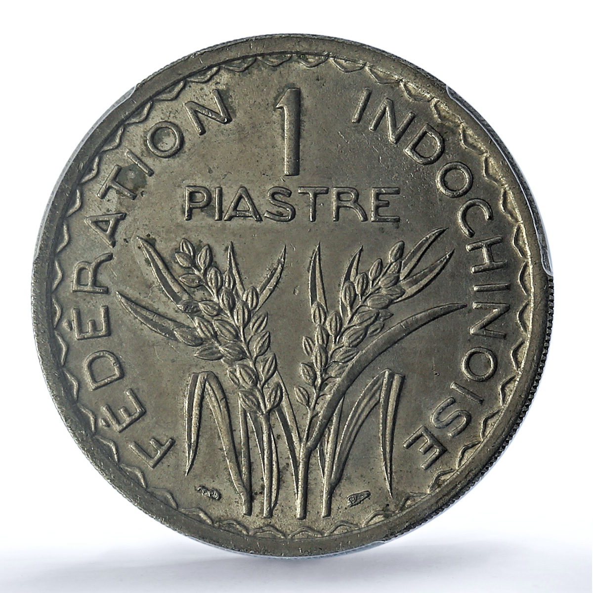 Indochina French 1 piastre Union KM-32 Lec-320 Marianne MS61 PCGS CuNi coin 1947