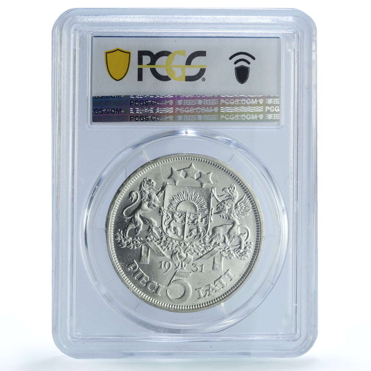 Latvia 5 lati Republic KM-9 Maiden MS 62 PCGS silver coin 1931