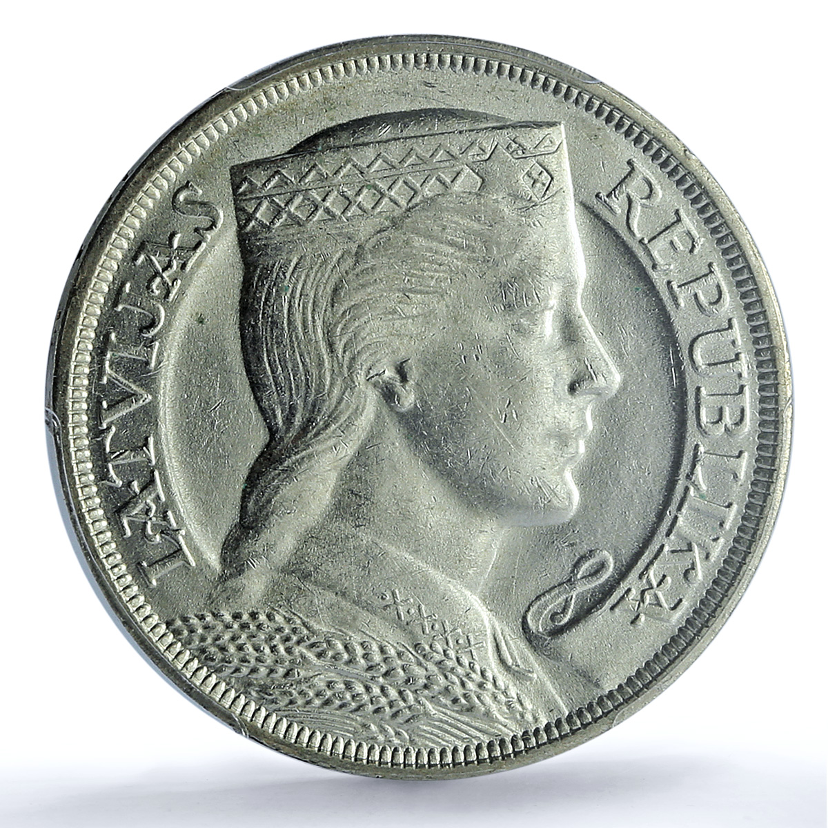 Latvia 5 lati Republic KM-9 Maiden MS 62 PCGS silver coin 1931