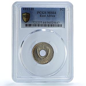 East Africa British 1 cent George V KM-7 Uganda MS 64 PCGS CuNi coin 1911