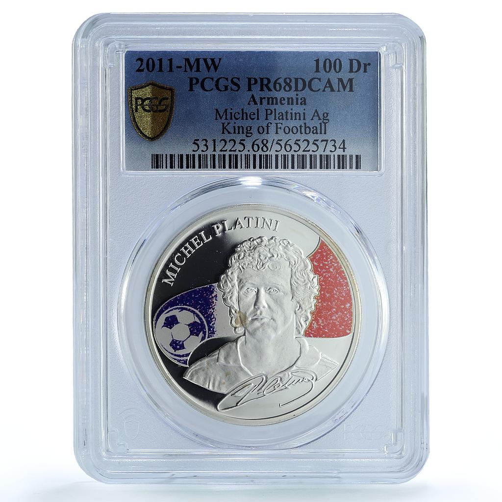 Armenia 100 dram Platini KM-209 Kings of Football PR 68 PCGS silver coin 2011