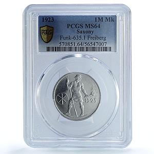 Germany Weimar Frieberg 1000000 mark Funck-635.1 MS 63 PCGS aluminum coin 1923