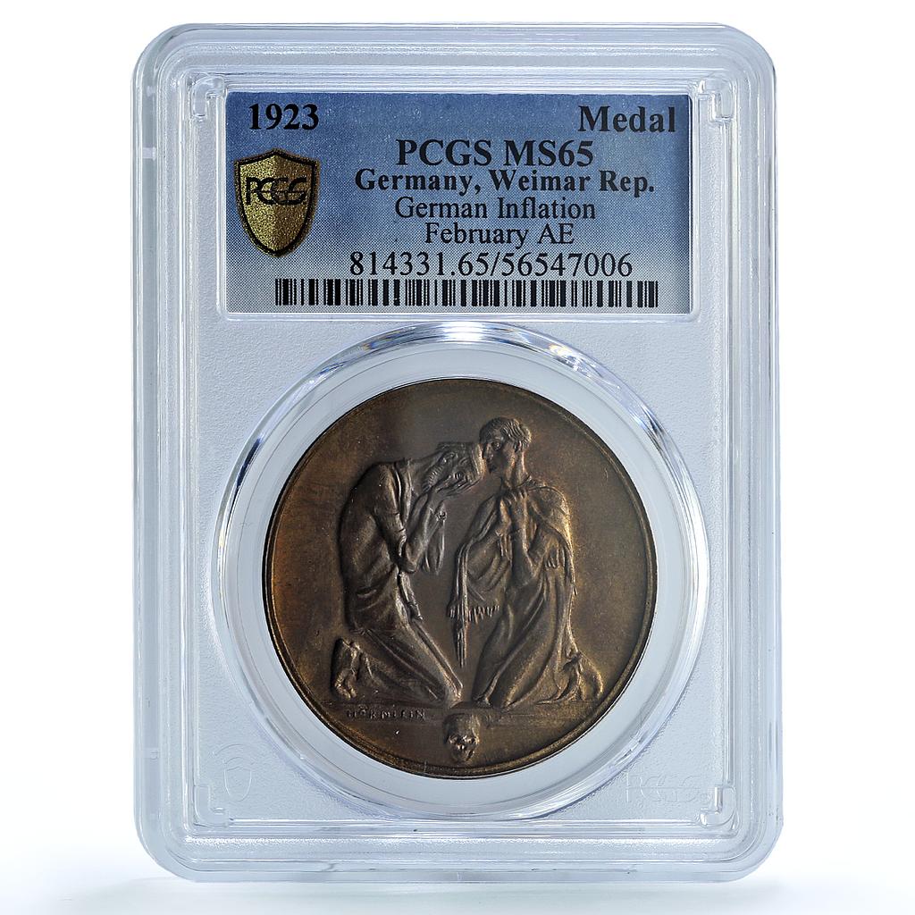 Germany Weimar February Inflation SACHSEN MS 65 PCGS bronze medal 1923 Germany Weimar February Inflation SACHSEN MS 65 PCGS bronze medal 1923