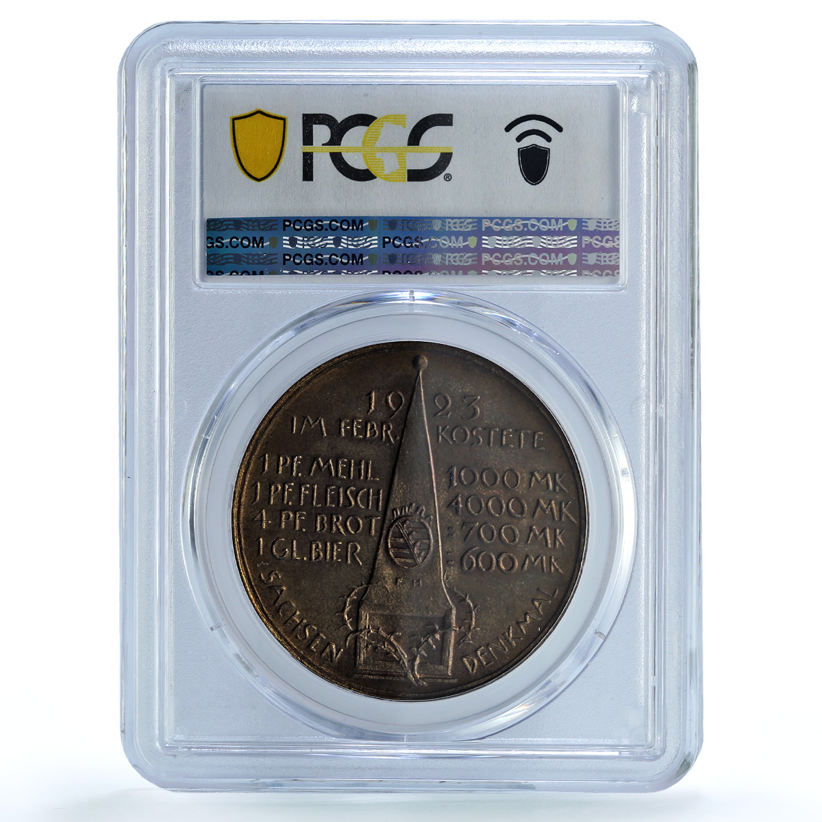 Germany Weimar February Inflation SACHSEN MS 65 PCGS bronze medal 1923 Germany Weimar February Inflation SACHSEN MS 65 PCGS bronze medal 1923