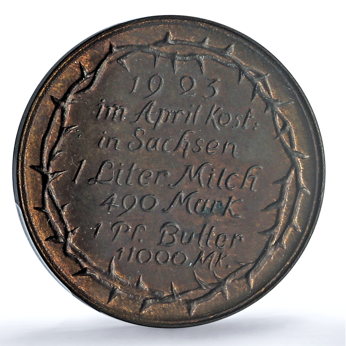 Germany Weimar April Inflation Saxony Woman Child MS 64 PCGS bronze medal 1923 Germany Weimar April Inflation Saxony Woman Child MS 64 PCGS bronze medal 1923