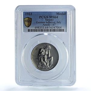 Germany Weimar July Inflation Saxony Arnold-187 Woman Child MS64 PCGS medal 1923