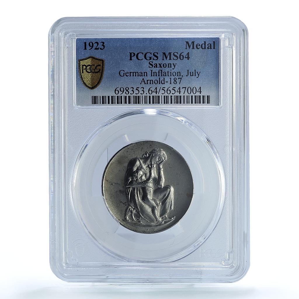 Germany Weimar July Inflation Saxony Arnold-187 Woman Child MS64 PCGS medal 1923 Germany Weimar July Inflation Saxony Arnold-187 Woman Child MS64 PCGS medal 1923