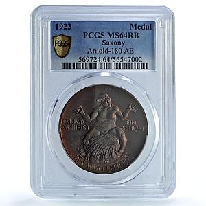 Germany Weimar Inflation Wurcherer Arnold-180 MS 64 PCGS bronze medal 1923