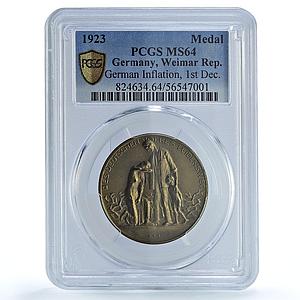 Germany Weimar Inflation 1 December MS 64 PCGS bronze medal 1923